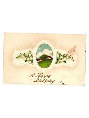 Vintage Embossed Happy Birthday Postcard 1911 Lily Of The Valley Printed Germany